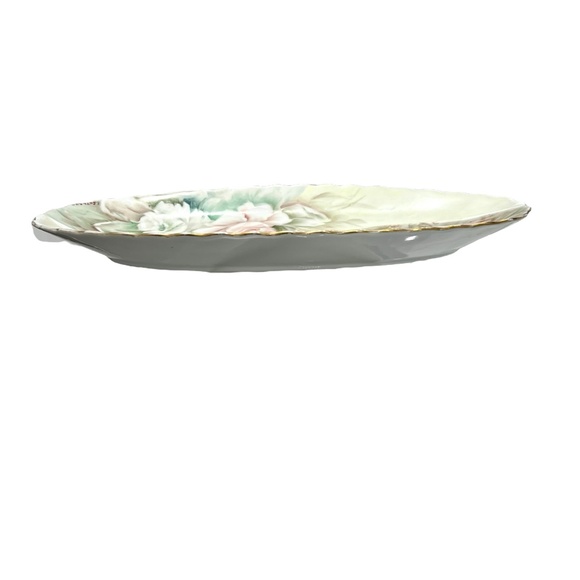 HAND PAINTED FLORAL PORCELAIN DIVIDED OVAL RELISH DISH - VINTAGE 1960s - Picture 9 of 16